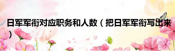 日军军衔对应职务和人数 把日军军衔写出来