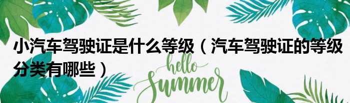 小汽车驾驶证是什么等级 汽车驾驶证的等级分类有哪些