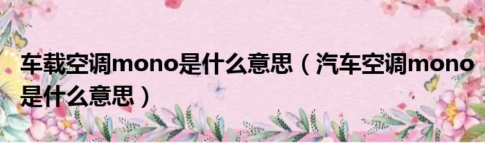车载空调mono是什么意思 汽车空调mono是什么意思