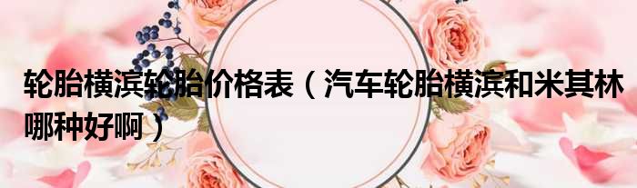 轮胎横滨轮胎价格表 汽车轮胎横滨和米其林哪种好啊