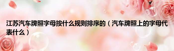 江苏汽车牌照字母按什么规则排序的 汽车牌照上的字母代表什么