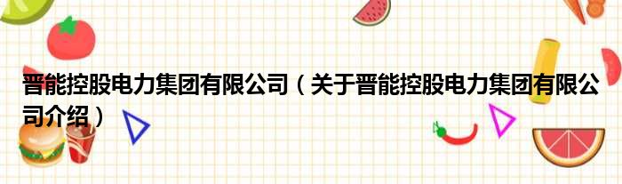 晋能控股电力集团有限公司 关于晋能控股电力集团有限公司介绍