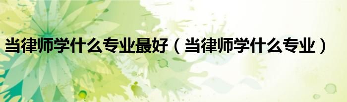 当律师学什么专业最好 当律师学什么专业