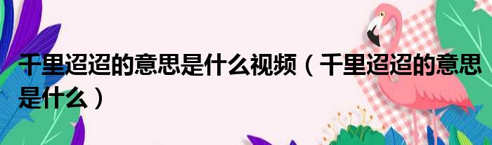 千里迢迢的意思是什么视频 千里迢迢的意思是什么