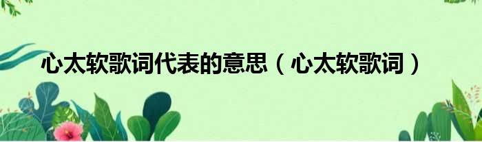 心太软歌词代表的意思 心太软歌词