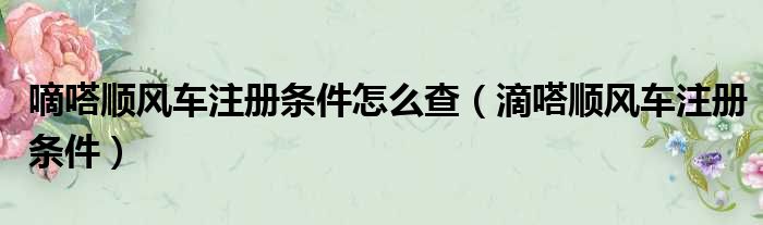 嘀嗒顺风车注册条件怎么查 滴嗒顺风车注册条件