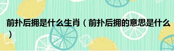 前扑后拥是什么生肖 前扑后拥的意思是什么