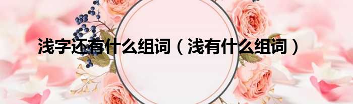 浅字还有什么组词 浅有什么组词