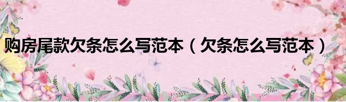 购房尾款欠条怎么写范本 欠条怎么写范本