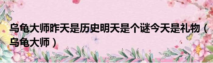 乌龟大师昨天是历史明天是个谜今天是礼物 乌龟大师