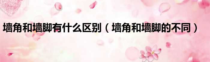 墙角和墙脚有什么区别 墙角和墙脚的不同