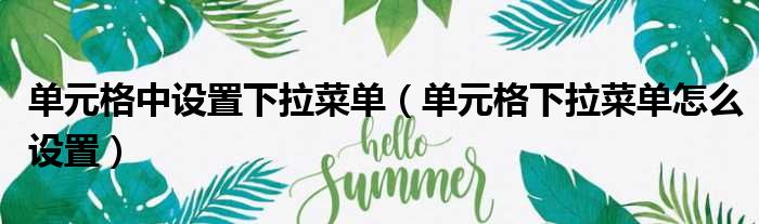 单元格中设置下拉菜单 单元格下拉菜单怎么设置