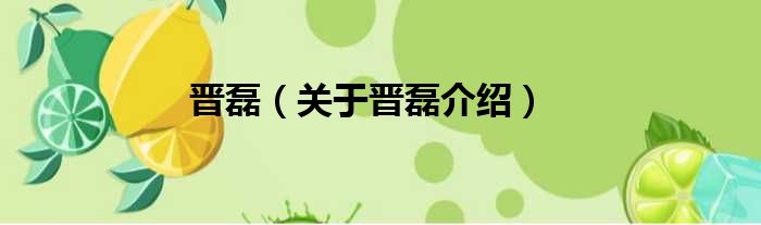 晋磊 关于晋磊介绍