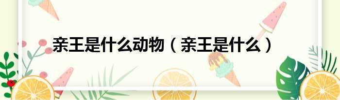 亲王是什么动物 亲王是什么