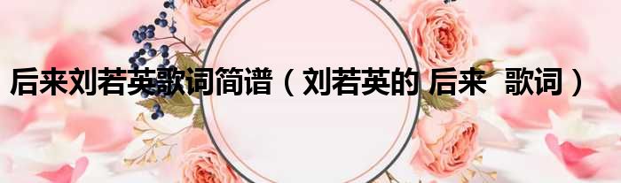 后来刘若英歌词简谱 刘若英的 后来 歌词