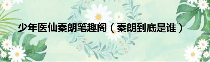 少年医仙秦朗笔趣阁 秦朗到底是谁