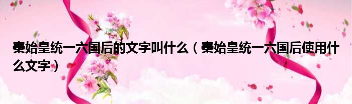 秦始皇统一六国后的文字叫什么 秦始皇统一六国后使用什么文字