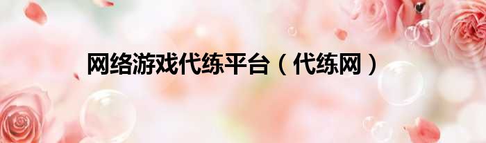 网络游戏代练平台 代练网