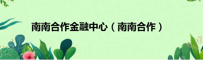 南南合作金融中心 南南合作