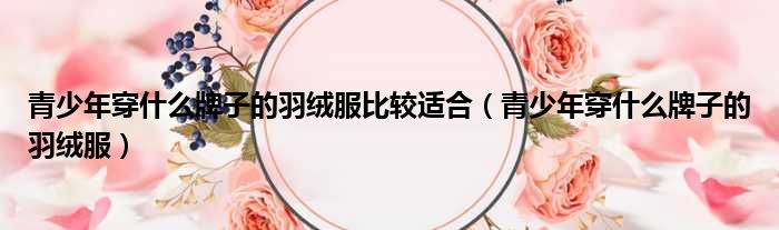 青少年穿什么牌子的羽绒服比较适合 青少年穿什么牌子的羽绒服