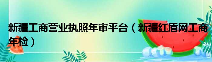新疆工商营业执照年审平台 新疆红盾网工商年检