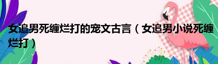 女追男死缠烂打的宠文古言 女追男小说死缠烂打