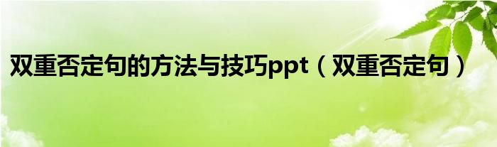双重否定句的方法与技巧ppt 双重否定句