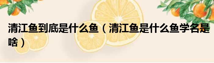 清江鱼到底是什么鱼 清江鱼是什么鱼学名是啥