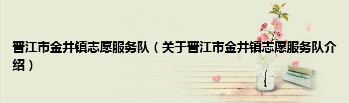 晋江市金井镇志愿服务队 关于晋江市金井镇志愿服务队介绍
