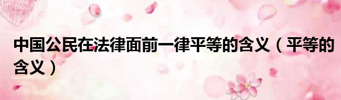 中国公民在法律面前一律平等的含义 平等的含义