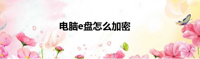 电脑e盘怎么加密