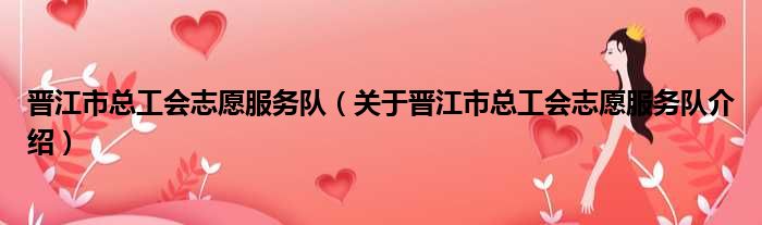 晋江市总工会志愿服务队 关于晋江市总工会志愿服务队介绍