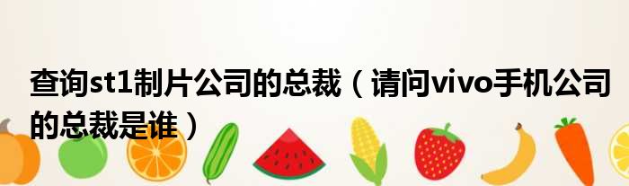 查询st1制片公司的总裁 请问vivo手机公司的总裁是谁