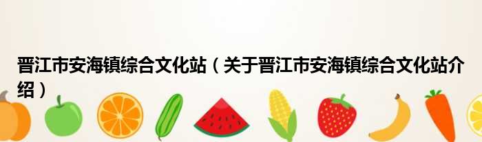 晋江市安海镇综合文化站 关于晋江市安海镇综合文化站介绍
