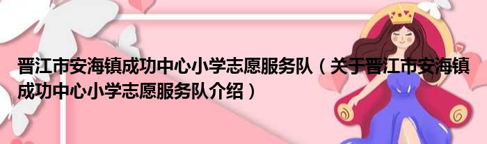 晋江市安海镇成功中心小学志愿服务队 关于晋江市安海镇成功中心小学志愿服务队介绍