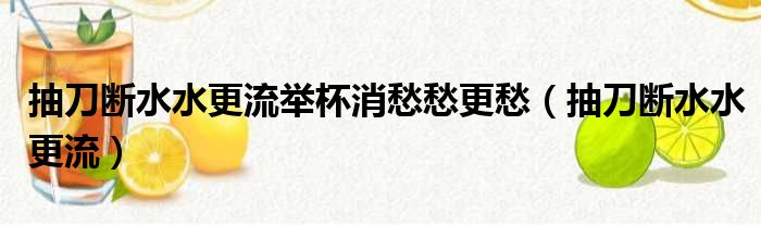 抽刀断水水更流举杯消愁愁更愁 抽刀断水水更流