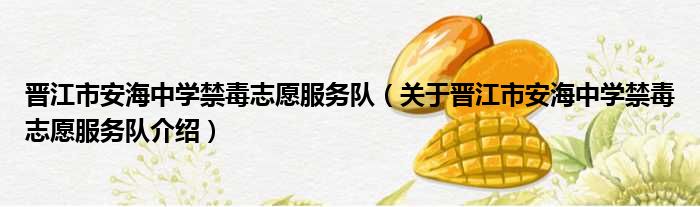 晋江市安海中学禁毒志愿服务队 关于晋江市安海中学禁毒志愿服务队介绍