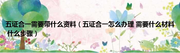 五证合一需要带什么资料 五证合一怎么办理 需要什么材料 什么步骤