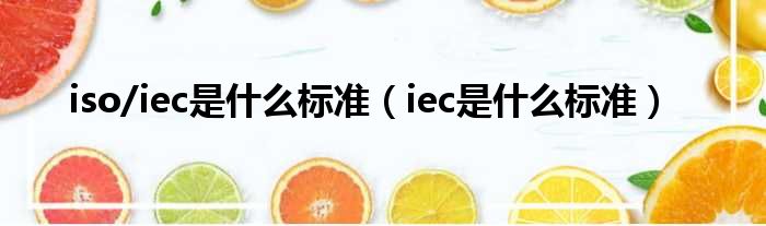 iso/iec是什么标准 iec是什么标准