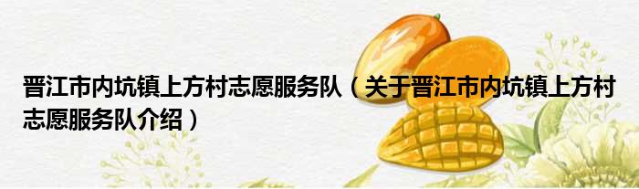 晋江市内坑镇上方村志愿服务队 关于晋江市内坑镇上方村志愿服务队介绍