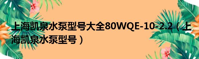 上海凯泉水泵型号大全80WQE 10 2.2 上海凯泉水泵型号