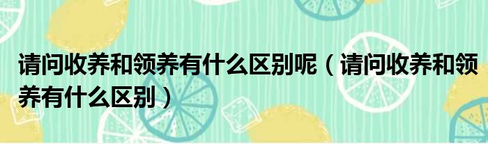 请问收养和领养有什么区别呢 请问收养和领养有什么区别