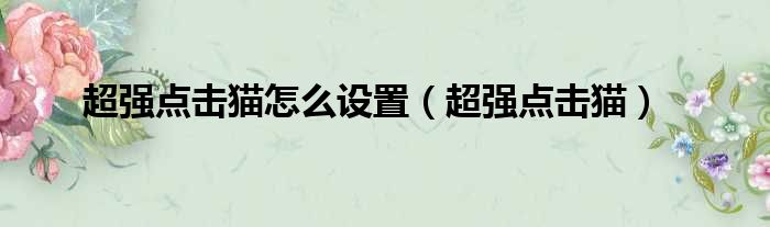 超强点击猫怎么设置 超强点击猫