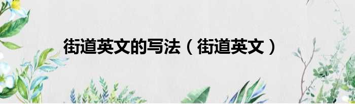 街道英文的写法 街道英文