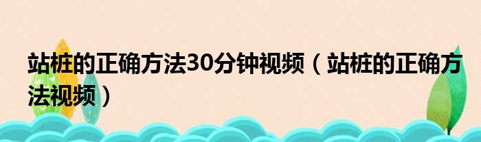 站桩的正确方法30分钟视频 站桩的正确方法视频