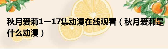 秋月爱莉1一17集动漫在线观看 秋月爱莉是什么动漫