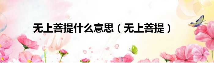 无上菩提什么意思 无上菩提