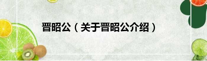 晋昭公 关于晋昭公介绍