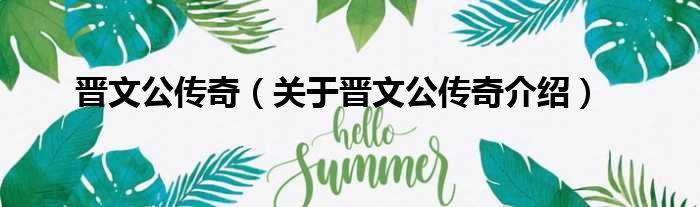 晋文公传奇 关于晋文公传奇介绍