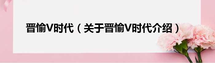 晋愉V时代 关于晋愉V时代介绍